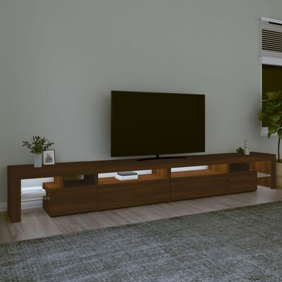 vidaXL Tv-bänk med LED-belysning brun ek 290x36,5x40 cm