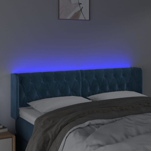 vidaXL S&auml;nggavel LED m&ouml;rkbl&aring; 147x16x78/88 cm sammet