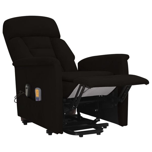 vidaXL Massagef&aring;t&ouml;lj med uppresningshj&auml;lp svart mikrofibertyg