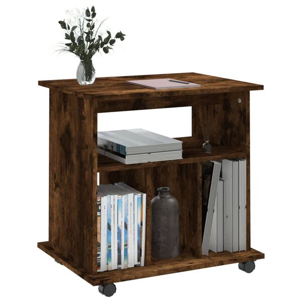 vidaXL Sk&aring;p med hjul r&ouml;kf&auml;rgad ek 60x45x60 cm konstruerat tr&auml;