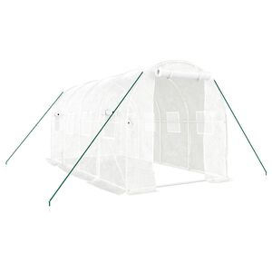 vidaXL V&auml;xthus med st&aring;lram vit 8 m&sup2; 4x2x2 m