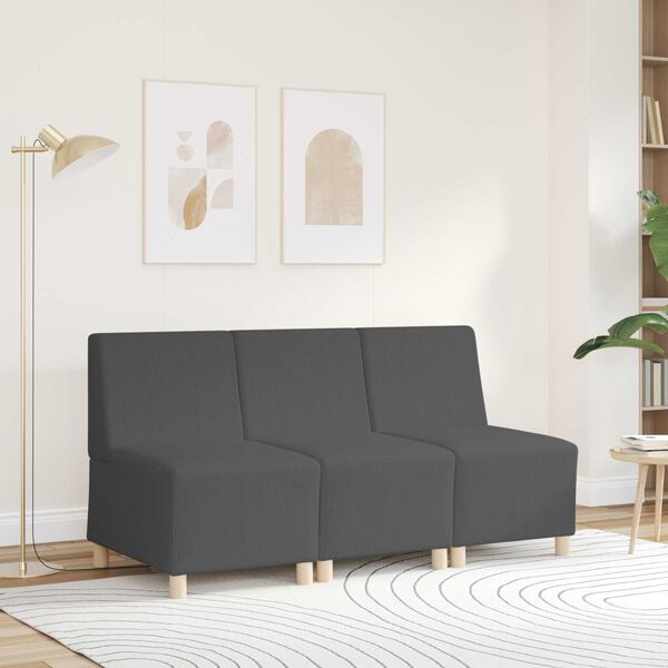 vidaXL | Modulsofa utan armst&ouml;d | M&ouml;rkgr&aring; 55 x 74 x 82 cm Mockatyg