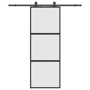 vidaXL Skjutd&ouml;rr med beslag svart 76x205 cm h&auml;rdat glas