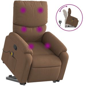 vidaXL Massagef&aring;t&ouml;lj med uppresningshj&auml;lp brun tyg