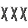 vidaXL Matbordsben X-formade 3 st antracit 80x(72-73) cm st&aring;l