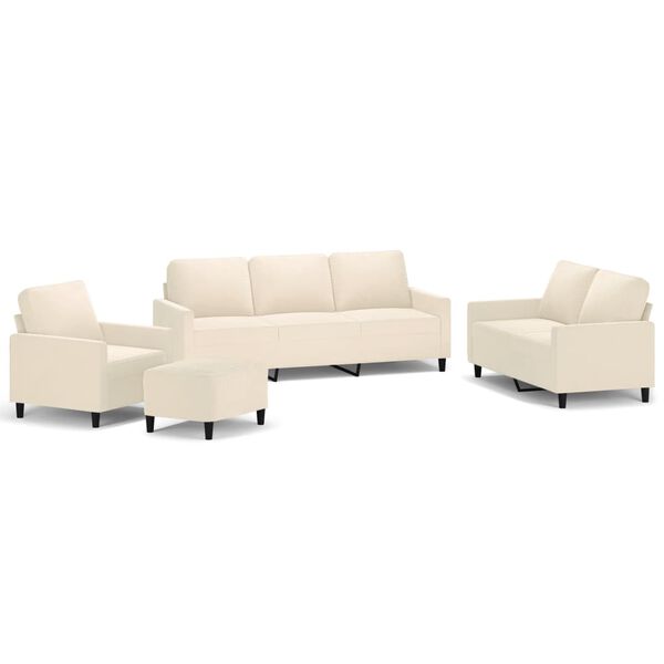 vidaXL Soffgrupp med dynor 4 delar gr&auml;ddvit sammet