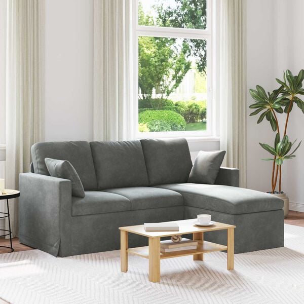 vidaXL Soffa M&ouml;rkgr&aring; 198 x 134 x 80 cm Sammet