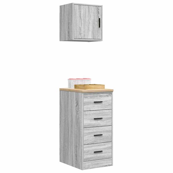 vidaXL Garagesk&aring;p 2 st betong gr&aring; konstruerat tr&auml;