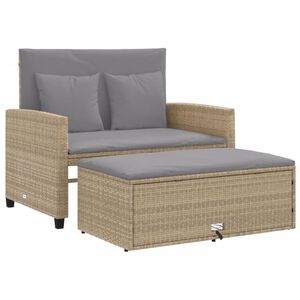 vidaXL Tr&auml;dg&aring;rdssoffa 2-sits med dynor konstrotting beige