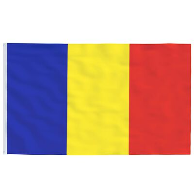 vidaXL Rumäniens flagga och flaggstång i aluminium 4 m