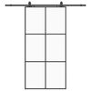 vidaXL Skjutd&ouml;rr med beslag svart 102x205 cm ESG-glas