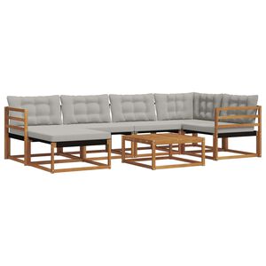 vidaXL Utomhussoffset 7 pcs Naturlig och Ljus Gr&aring; Massivt Akaciatr&auml;