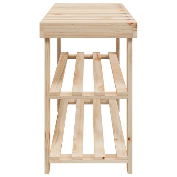 vidaXL 2-i-1 skohylla med b&auml;nkskiva massivt grantr&auml;