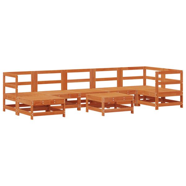 vidaXL Tr&auml;dg&aring;rd loungem&ouml;bler 8 pcs VaxBrun Massivt furu