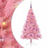 vidaXL Konstgjord F&ouml;rbelyst Julgran med 150 LED-lampor Rosa 150 cm PVC