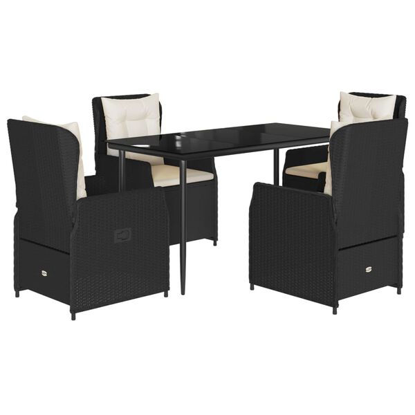 vidaXL Matgrupp f&ouml;r tr&auml;dg&aring;rden med dynor 5 delar svart konstrottning