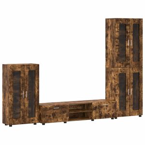 vidaXL TV-b&auml;nkset med l&aring;da med hylla FLORIN R&ouml;kt ek Konstruerat tr&auml;