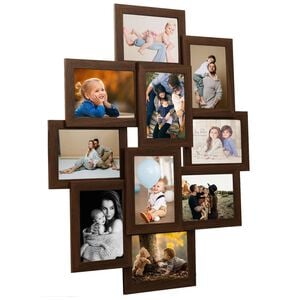 vidaXL Fotoram f&ouml;r 10x(10x15 cm) bilder m&ouml;rkbrun MDF