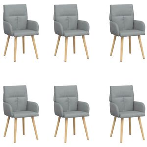 vidaXL Matstolar 6 st Tyg Ljusgr&aring; 60 x 56 x 96 cm