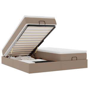 vidaXL Ottoman s&auml;ngram med madrasser cappuccino 200x200 cm konstl&auml;der