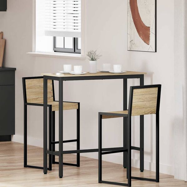 vidaXL bord Sonoma-ek 100 x 40 x 100,5 cm Konstruerat tr&auml; och st&aring;l