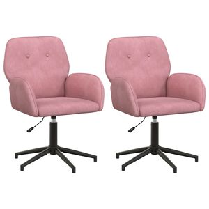 vidaXL Sv&auml;ngbara skrivbordsstolar 2 st 54 x 55 x 90 cm Rosa Sammet