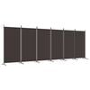 vidaXL Rumsavdelare 6 paneler brun 520x180 cm tyg