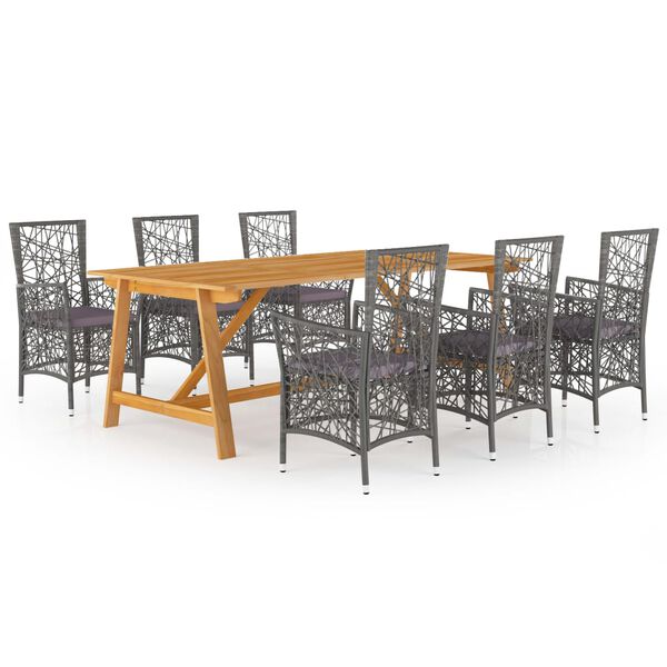 vidaXL Matgrupp f&ouml;r tr&auml;dg&aring;rden 7 delar gr&aring;