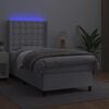 vidaXL Ramsäng med madrass & LED vit 100x200 cm konstläder