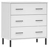 vidaXL Byr&aring; med 3 l&aring;dor vit OSLO 77x40x79,5 cm massivt tr&auml;