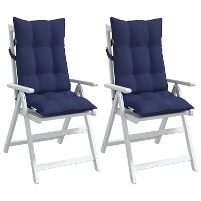 vidaXL Stolsdynor för stolar med hög rygg 2 st marinblå oxfordtyg