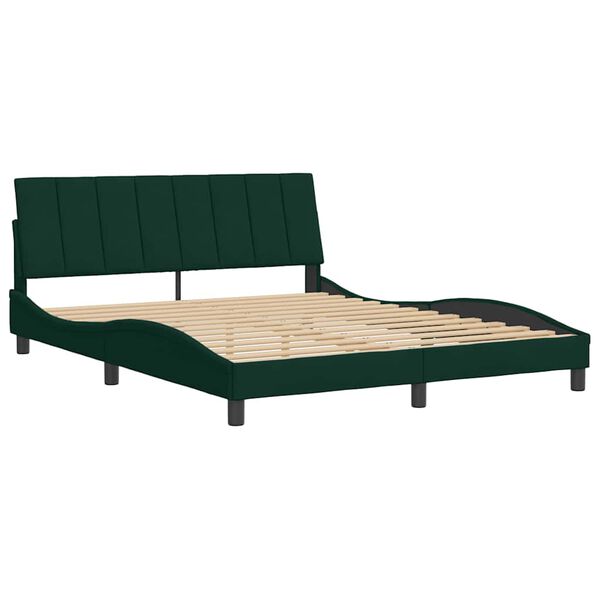 vidaXL Bed Frame without Mattress "Hanko" Dark Green 160x200 cm Velvet