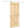vidaXL Skjutd&ouml;rr Naturlig och vit 85 x 210 cm Massiv furutr&auml;d&ouml;rr