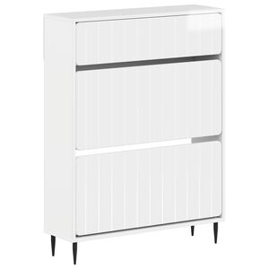 vidaXL Skosk&aring;p ZWOLLE 78 x 24 x 103 cm Konstruerat tr&auml; Vit h&ouml;gglans