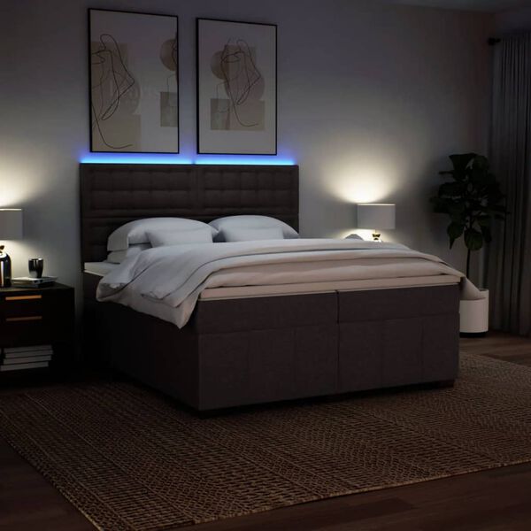 vidaXL Rams&auml;ng med madrass m&ouml;rkbrun 200x200 cm tyg