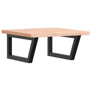 vidaXL V&auml;ggmonterad handfatshylla st&aring;l och massiv bok