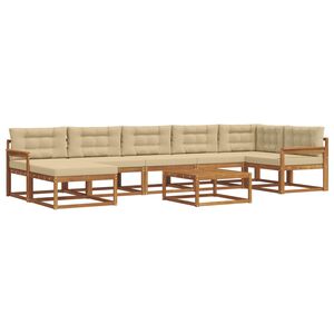 vidaXL Utomhussoffset med kudde 8 pcs Naturlig och Beige