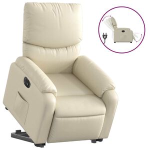 vidaXL Reclinerf&aring;t&ouml;lj med uppresningshj&auml;lp gr&auml;ddvit konstl&auml;der