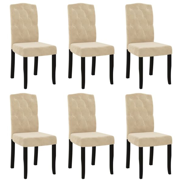 vidaXL Matstolar 6 st gr&auml;ddvit sammet