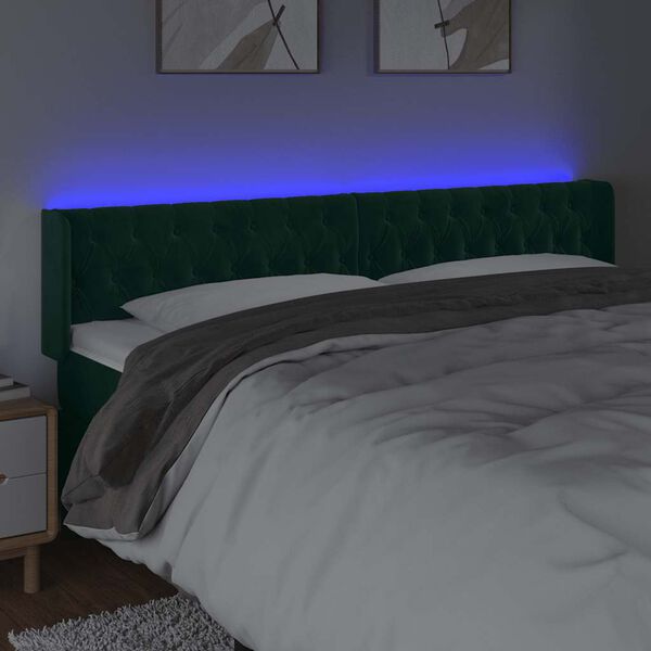 vidaXL S&auml;nggavel LED m&ouml;rkgr&ouml;n 183x16x78/88 cm sammet