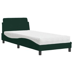 vidaXL Bed with Mattress "Dover" Dark Green 80x200 cm Velvet