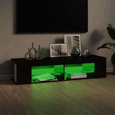 vidaXL TV-bänk med LED-belysning svart högglans 135x39x30 cm