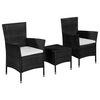 vidaXL Caf&eacute;set 3 delar konstrotting svart