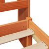 vidaXL S&auml;ng med bokhylla utan madrass vaxbrun 135x190cm massiv furu