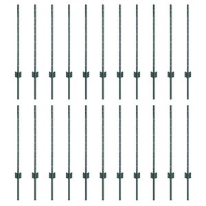 vidaXL Inb&auml;ddad staketpost 22 st Gr&ouml;n 120 cm Pulverlackerat st&aring;l