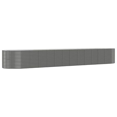 vidaXL Odlingslåda grå 554x100x68 cm pulverlackerat stål