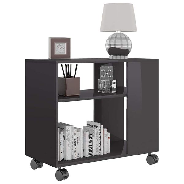 vidaXL Sidobord grå högglans 70x35x55 cm konstruerat trä