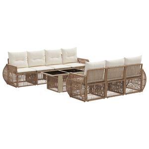 vidaXL Tr&auml;dg&aring;rdsoffset 8 st Beige och kr&auml;mvit konstrotting