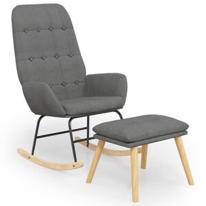 vidaXL Gungstol med fotpall ljusgr&aring; tyg