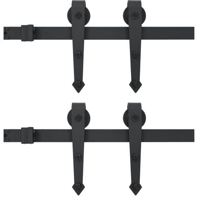 vidaXL Skjutdörrsbeslag 2x183 cm stål svart